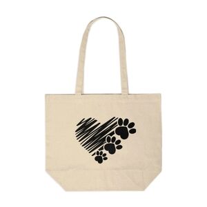 Heart Paw Print Custom Canvas Tote Bag